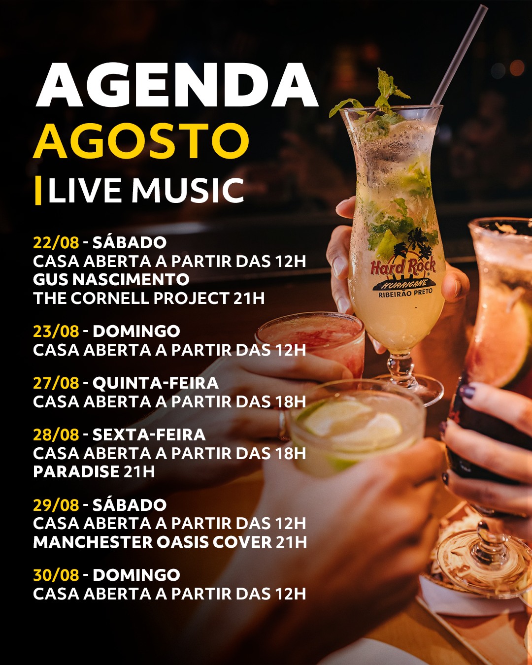 Agenda Hard Rock Agosto